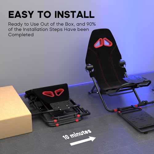 DIWANGUS Racing Simulator Cockpit Foldable Racing Wheel Stand with Seat Chair Sim for Logitech G29 G920 G923 G27 G25 Thrustmaster T248X T248 T300RS T150 458 TX Xbox PS4 PS5 Accessories