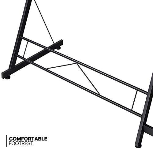 MoNiBloom L Shaped Gaming Desk Computer Corner Table with Metal Frame, L Desk Workstation for Home Office, Space-Saving, Black