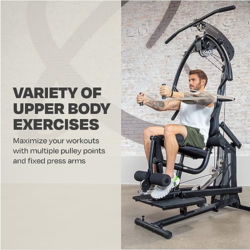 Centr Body Weight Home Gym Machine - Upper & Lower Body Weight Machine & Home Gym System with Multifunctional Cable for Full Body Workout Set - Exercise Equipment with Leg Extension & Leg Curl Station