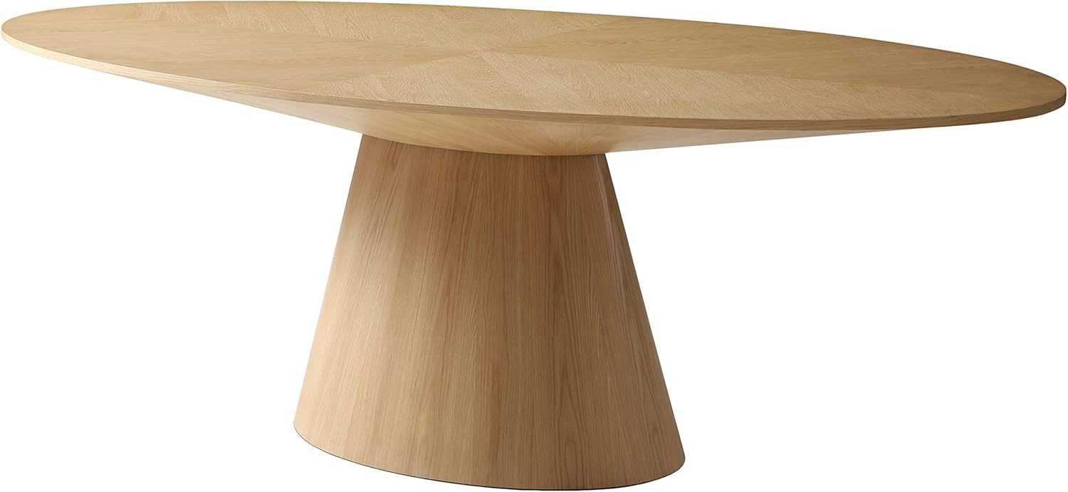 Meridian Furniture Gavin Collection Mid Century Oval White Oak Wood Dining Table, 90" W x 43.5" D x 30" H