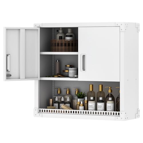 Metal Storage Cabinet with Wheels, Lockable Garage Cabinet with Doors and Shelves, Rolling Tool Storage, Assembly Required, Black
