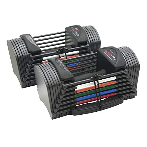 PowerBlock Sport 24 Adjustable Dumbbells, 3-24 lb. Durable Steel Build, Innovative At Home Workout Equipment, All-in-One Strength Training