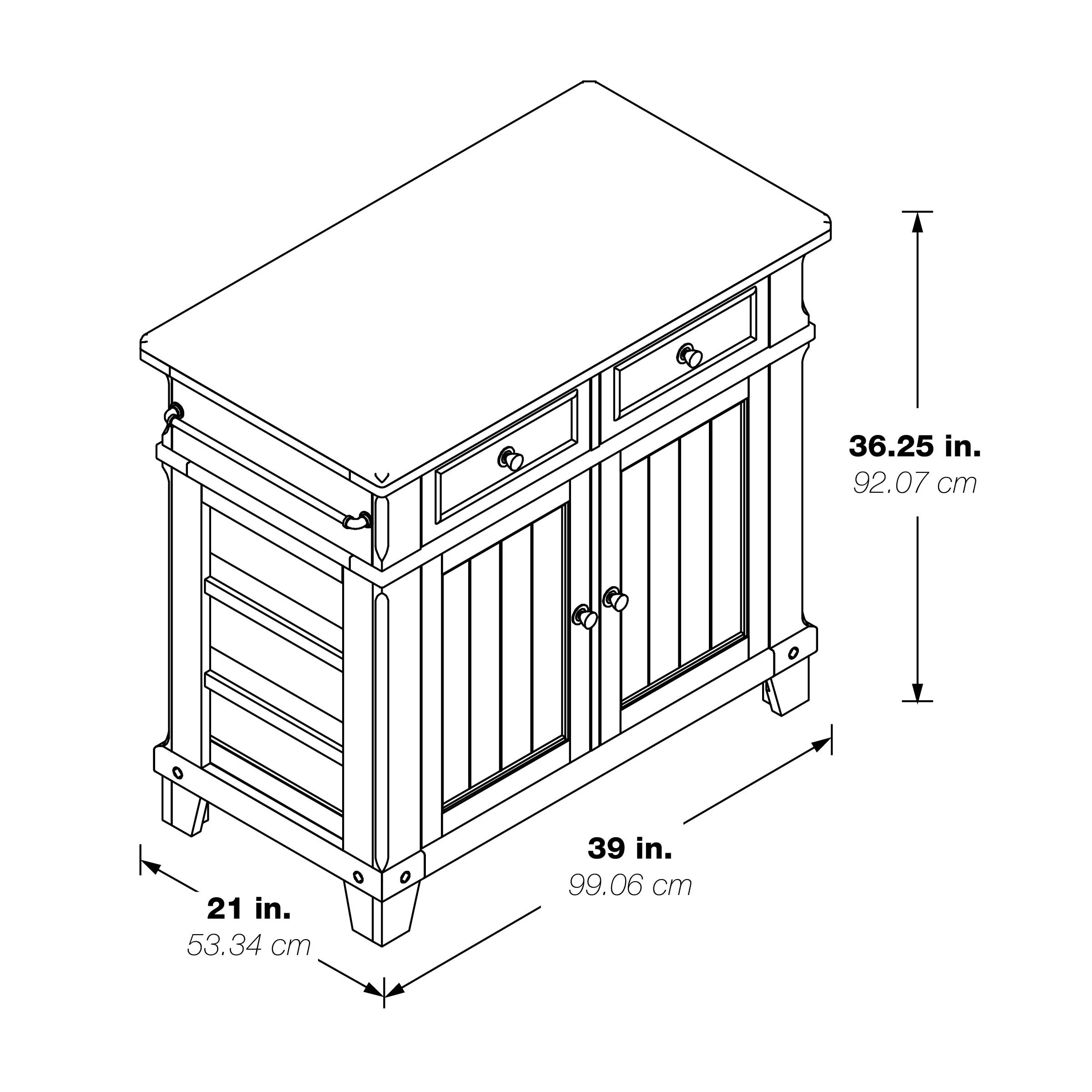 Madison Kitchen Island in White Finish Engineered Wood