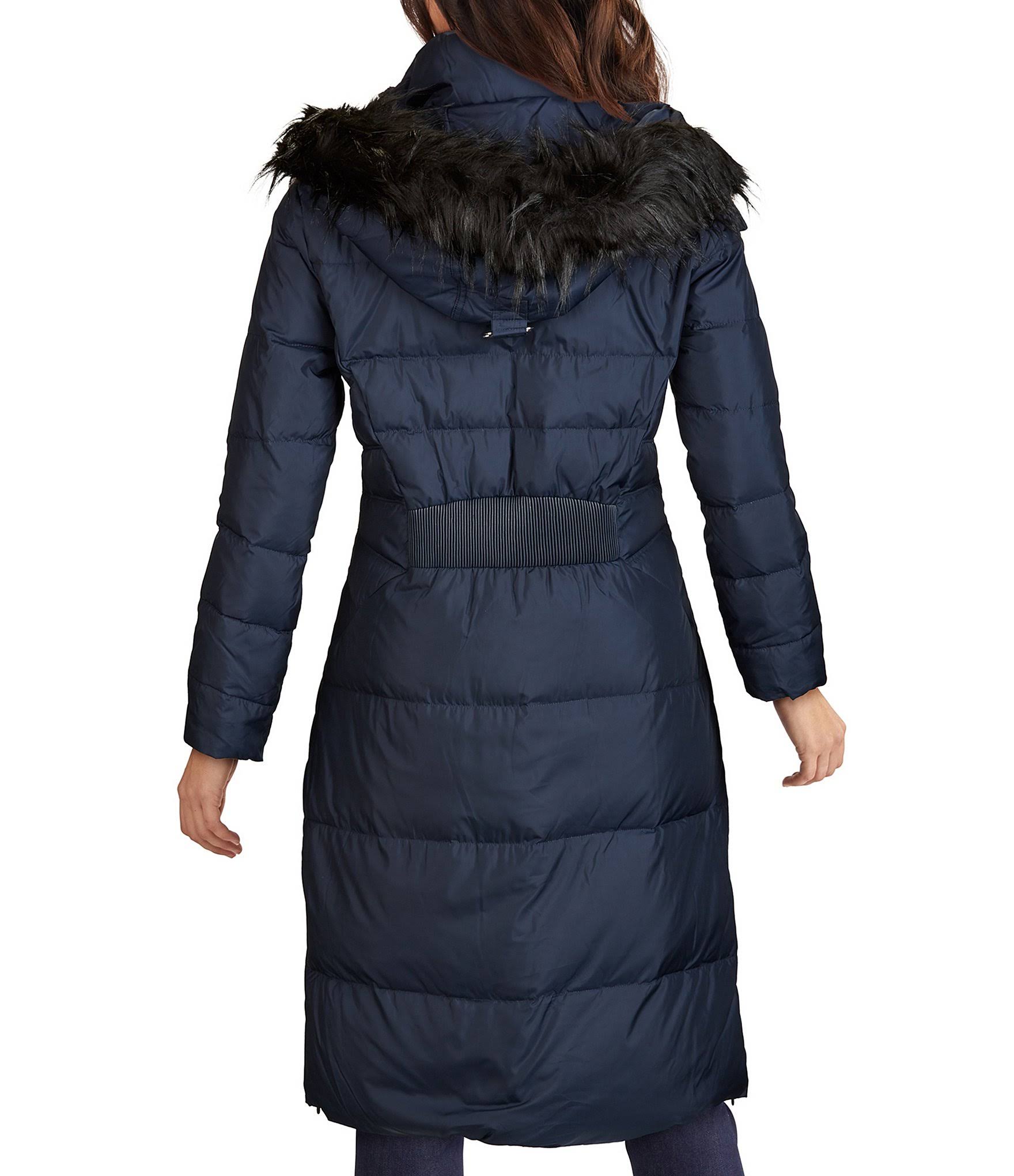Cole Haan Faux Fur-Trim Puffer Coat Medium / Black