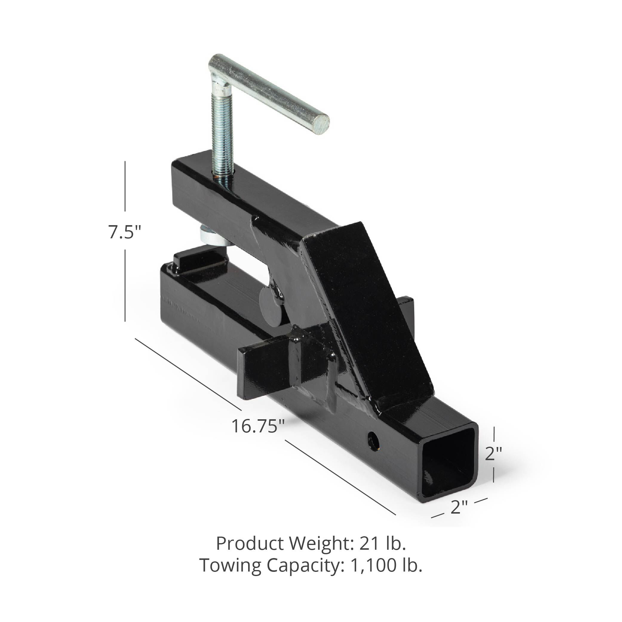 Titan Attachments Clamp-On Tractor Bucket Hitch Receiver Adapter, 2" Receiver Fit, 1,100 LB Towing Capacity, Compatible with 2" Front Bucket Lips, Move Boat, RV, Trailer, Camping Accessories