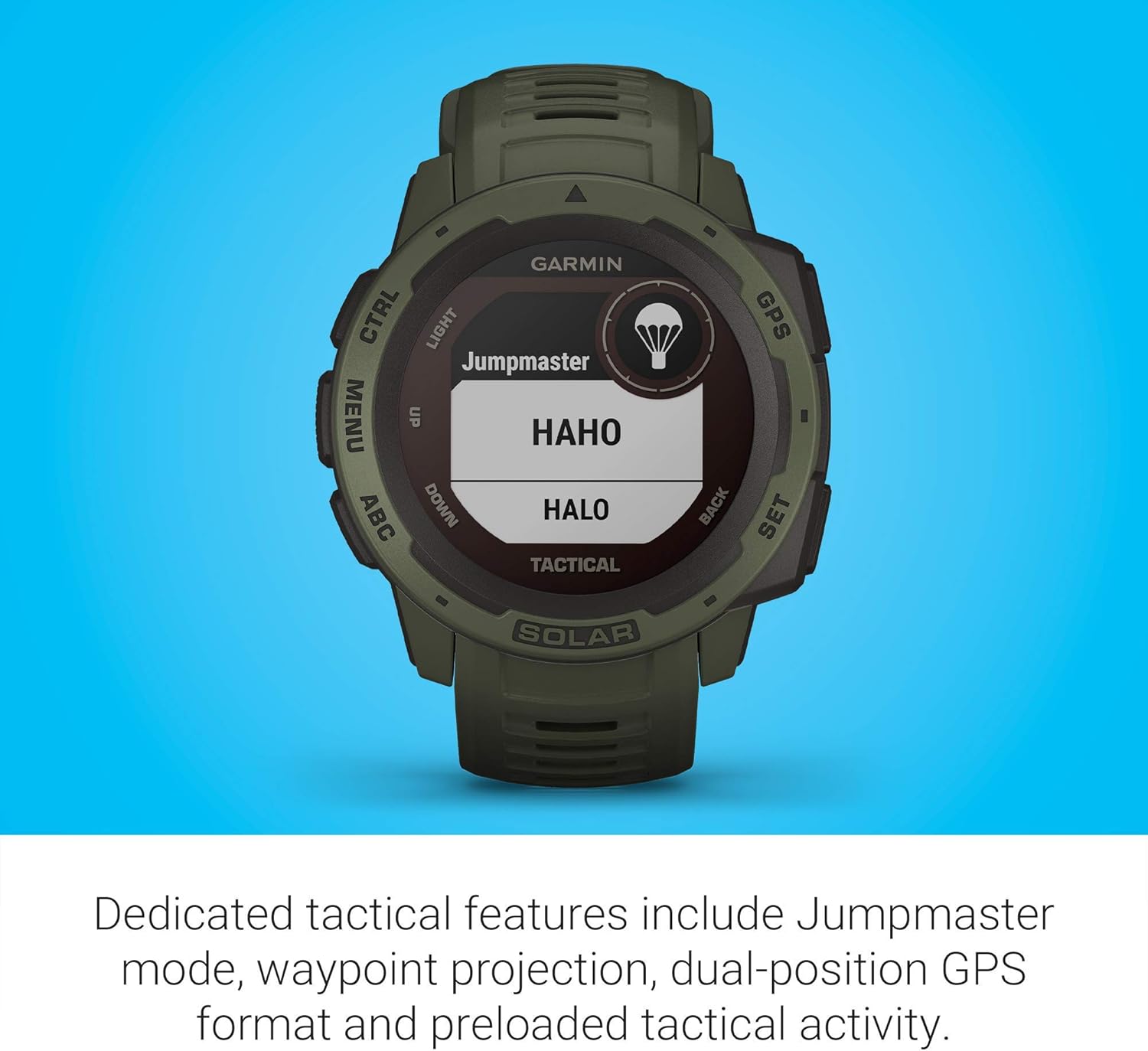 Garmin Instinct Solar Tactical, Solar-Powered Rugged Outdoor Smartwatch with Tactical Features, Built-in Sports Apps and Health Monitoring, Moss Green (Renewed)