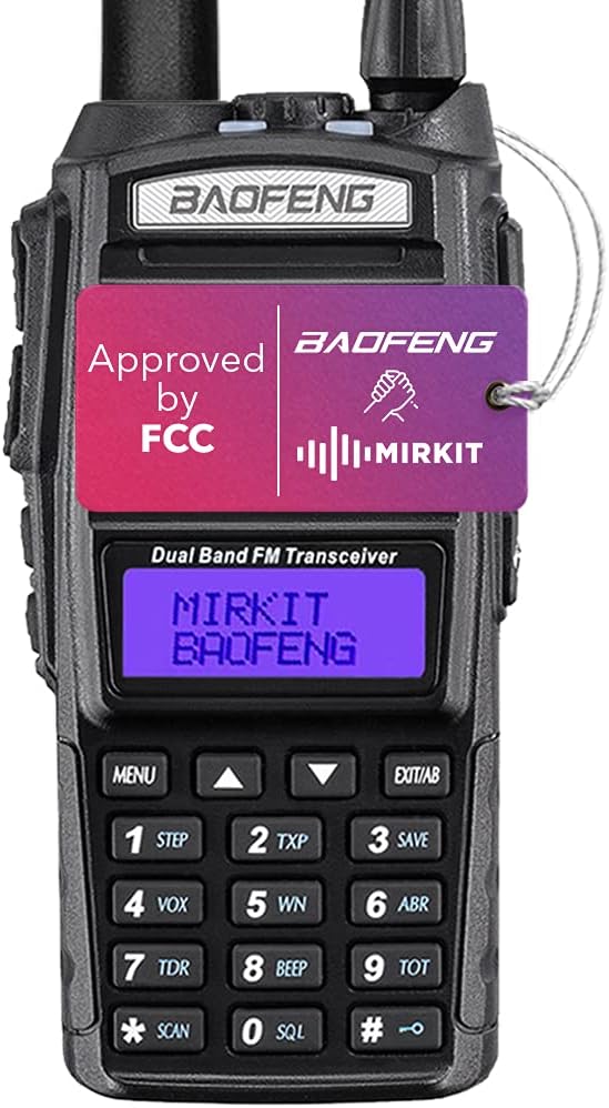 Mirkit Ham Radio Baofeng UV-82 MK5 8 Watt Max Power Two Way Radio with Baofeng Battery 2800 mAh for Your Tactical Radio & Mirkit Software for Walkie Talkie