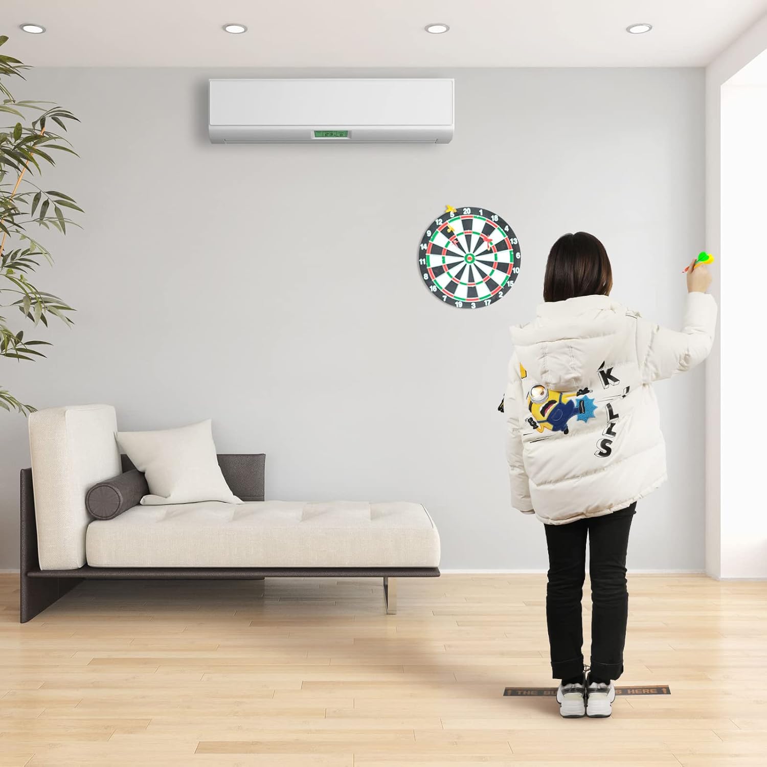 Yookeer 2 Pieces Dart Throw Toe Line Dart Line Floor Marker Waterproof Dartboard Toe Line Marker Dart Throw Line Sticker for Dart Players Lovers Steel Soft Tip Darts Accessories, 24 x 3 Inches