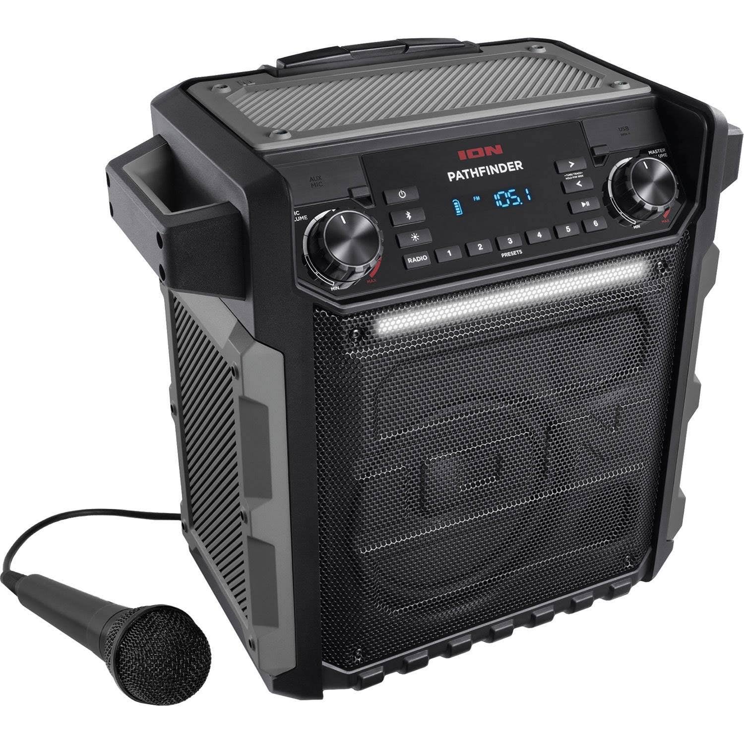 Ion Audio Pathfinder Portable Bluetooth Speaker with Am/fm Radio and Microphone, Black
