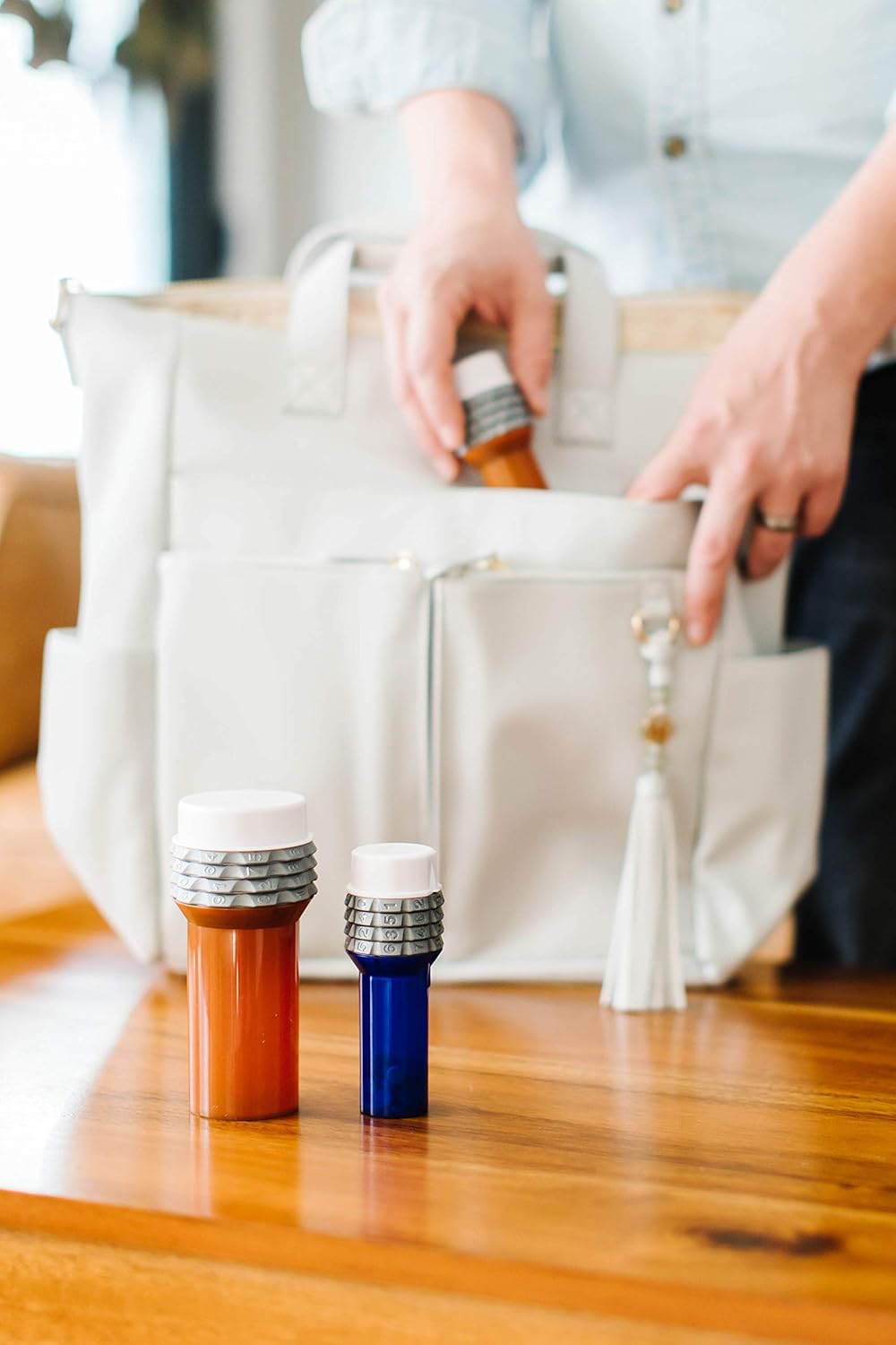 Safe Rx Large 10 Pack Locking Pill Bottle | Combination Lock | Secure Medication or Large Valuable Items | Certified Child