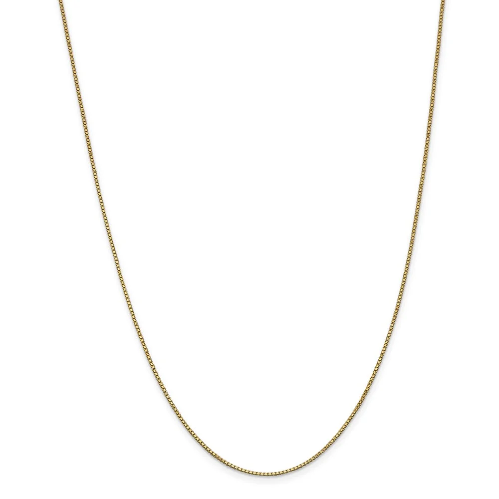 Real 14kt Yellow Gold 1mm Box Chain; 20 inch; Lobster Clasp; for Adults and Teens; for Women and Men