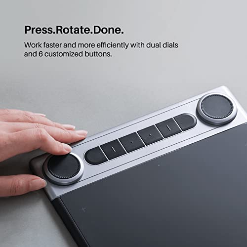 HUION Inspiroy Dial 2 Bluetooth Wireless Graphics Drawing Tablet with Dual Dials Battery-Free Stylus PW517 for Digital Art and Graphics Design, Compatible with Mac, Windows, Linux, Android