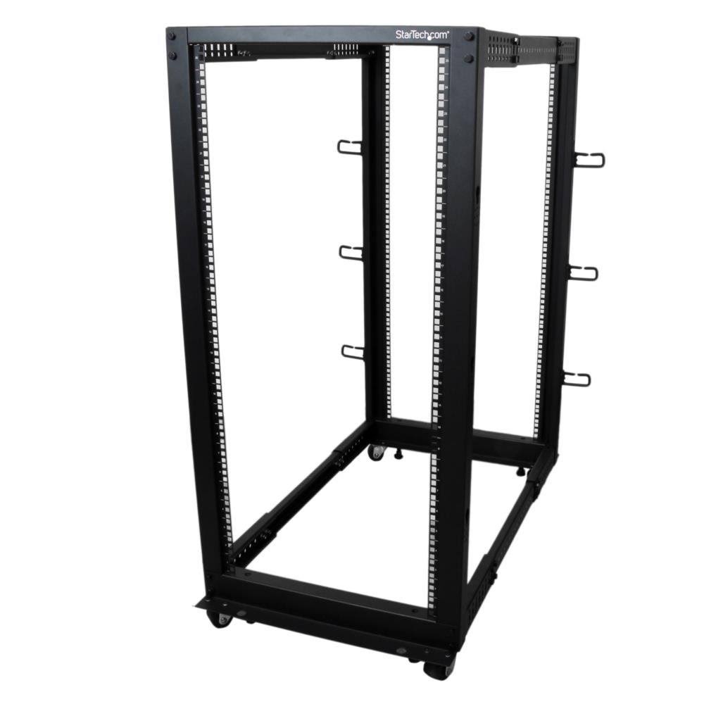 StarTech.com 25U Adjustable Depth Open Frame 4 Post Server Rack Cabinet - w/ Casters / Levellers and Cable Management Hooks