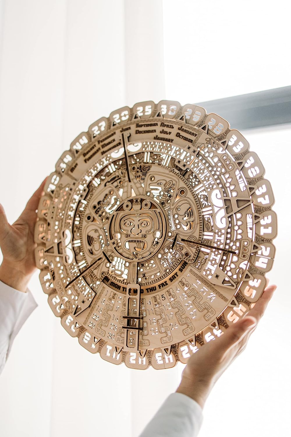 Wood Trick Mayan Wall Calendar 3D Wooden Puzzles for Adults and Kids to Build - 16 - Wooden Model Kit - Aztec Calendar