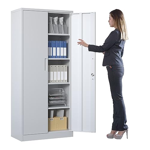 Metal Storage Cabinet with Wheels, Lockable Garage Cabinet with Doors and Shelves, Rolling Tool Storage, Assembly Required, Black