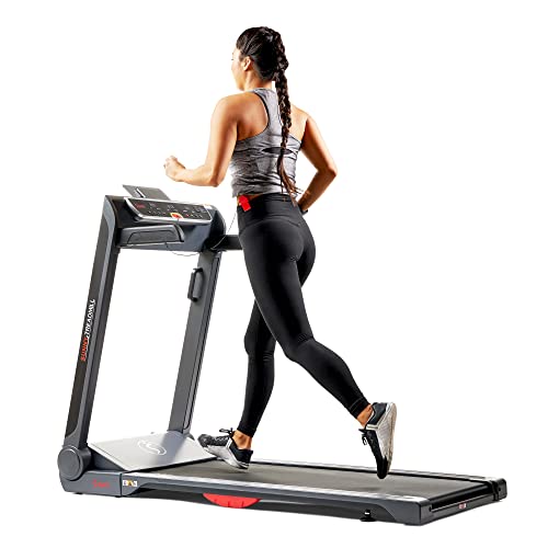 Sunny Health & Fitness Strider Foldable Treadmill, 20-Inch Wide Running Belt with Optional Exclusive SunnyFit™ App and Enhanced Bluetooth Connectivity