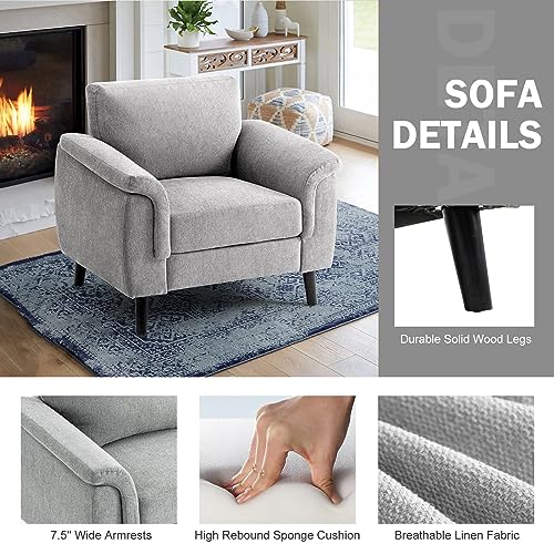 CDCASA Oversized Accent Chair,Chenille Fabric Mid Century Modern Chair, Comfy Upholstered Armchair Reading Chairs Single Sofa Chairs with Wood Legs for Bedroom Living Room, Blue, 2PCS
