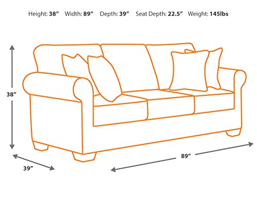 Signature Design by Ashley Olsberg Faux Leather Sofa with Nailhead Trim and 4 Accent Pillows, Gray & Olsberg Faux Leather Manual Rocker Recliner with Nailhead Trim, Gray