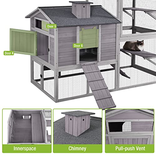 GUTINNEEN Outdoor Cat Enclosure - Large 77 Inch Catio with Waterproof Roof - Spacious Cat House for feral Cats and Outdoor Living