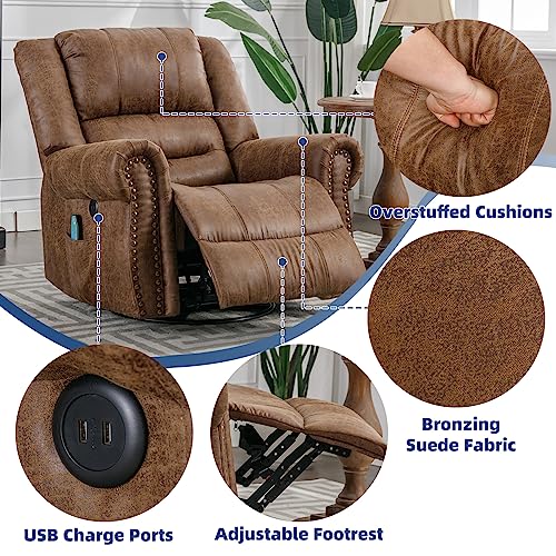 Power Lift Recliner Chair for Elderly with Massage and Heat, Electric Recliner Chair with Rivet Decoration, 2 Remote Controls, Side Pockets & USB Ports for Home, Office (Smoky Gray)