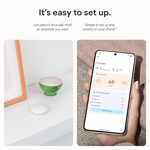 Google Nest Temperature Sensor (2nd Gen) - Room Comfort Sensor with Scheduling - Works with The Nest Learning Thermostat (3rd and 4th Gen) and Nest Thermostat E - Porcelain