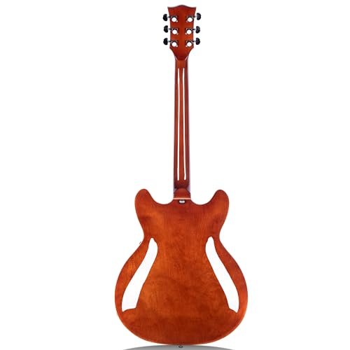 Redid Semi-Hollow Body Electric Guitar RD-100 Jazz Guitar with F-Hole,Maple neck,humbucker Pickups(Brown)