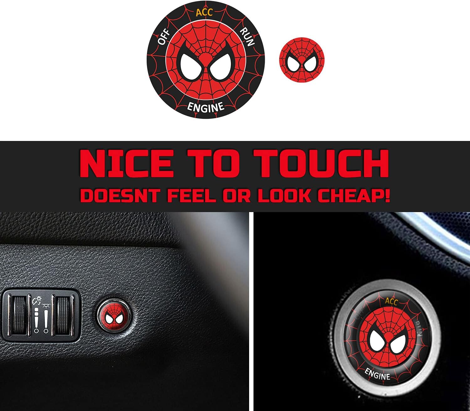 ToolEpic for Dodge Challenger Charger Durango Accessories 2015-2022 - Engine Start Stop Button Overlay Ruby Red Sticker Emblem - Push to Start Button Unique Design Badge, Perfect for Decals