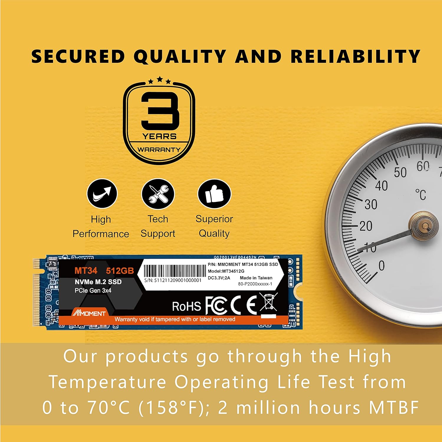 Mmoment 512GB NVMe M.2 2280 PCIe Gen 3x4, Solid State Drive Internal SSD Pack of 2