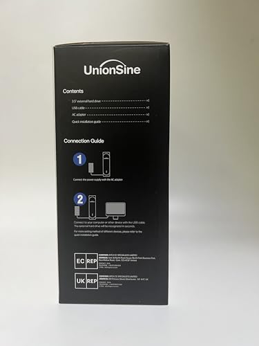 UnionSine 16TB 3.5" External Hard Drive USB3.2Gen2 Type-C HDD Storage Compatible for PC, Desktop, Laptop,TV(Black) HD3510