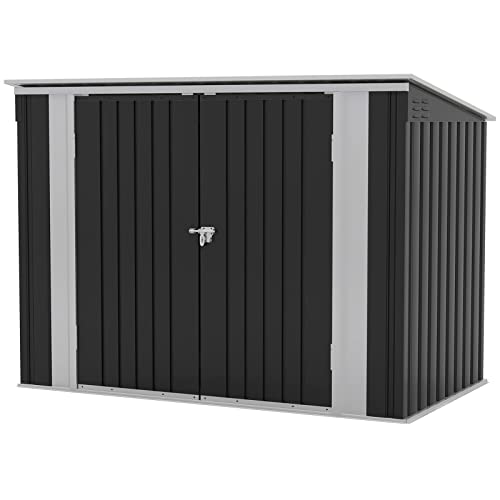 Patiowell 3 x 3 FT Outdoor Storage Shed,Small Garden Tool Storage Shed with Sloping Roof and Single Lockable Door, Outdoor Shed for Backyard Garden Patio Lawn, Grey
