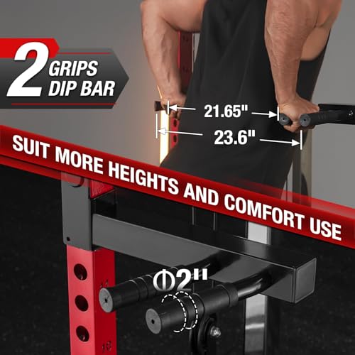 Mikolo Power Cage, 2000LB Power Rack with Independent Dual Pulley System, Multi-Function Home Gym Workout Machine for Cable Crossover
