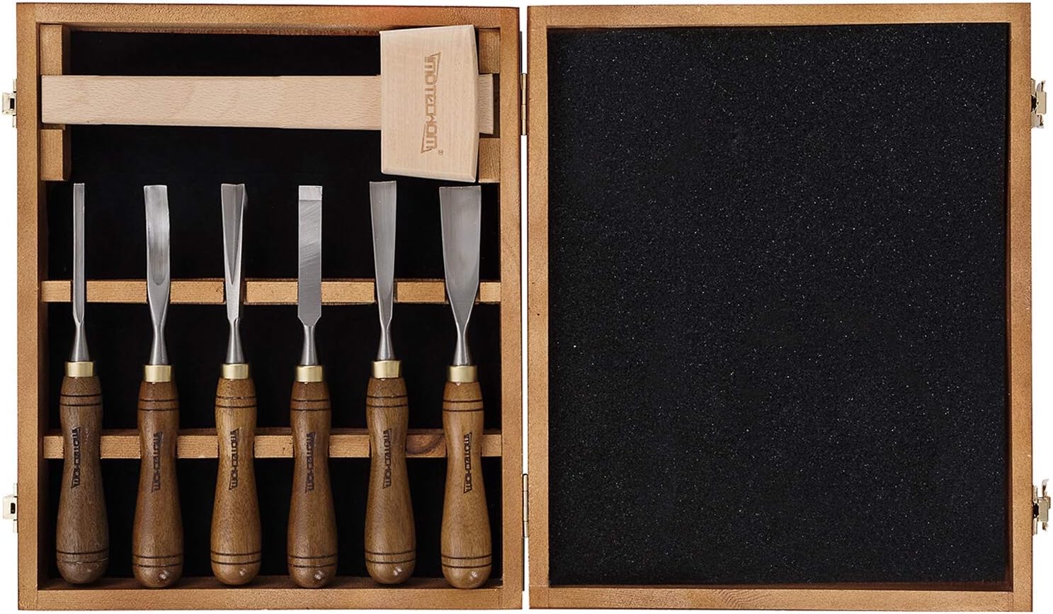 IMOTECHOM 12-Pieces Woodworking Wood Carving Tools Chisel Set with Walnut Handle, Wooden Storage Case