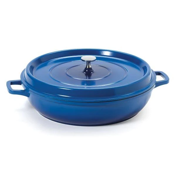 Get Heiss Lightweight Cast Aluminum Braiser Pan / Casserole Dish, 4.5 Quart, Blue