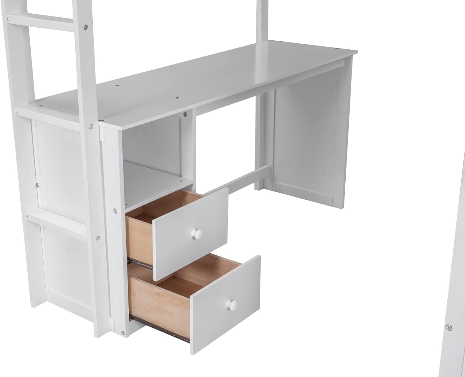 Harper & Bright Designs Full Loft Bed with Wardrobe and Desk, Wood Size with Storage Drawers and Cabinet for Girls Boys Teens,No Box Spring Needed,White (Cabinet),Full(Desk+Wardrobe+Drawers)