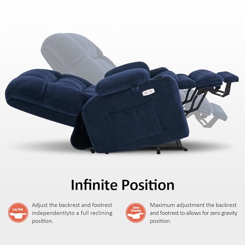 MCombo Dual Motor Power Lift Recliner Chair with Massage and Heat for Elderly People, Infinite Position, USB Ports, Cup Holders, Fabric 7890 (Medium-Regular, Burgundy)