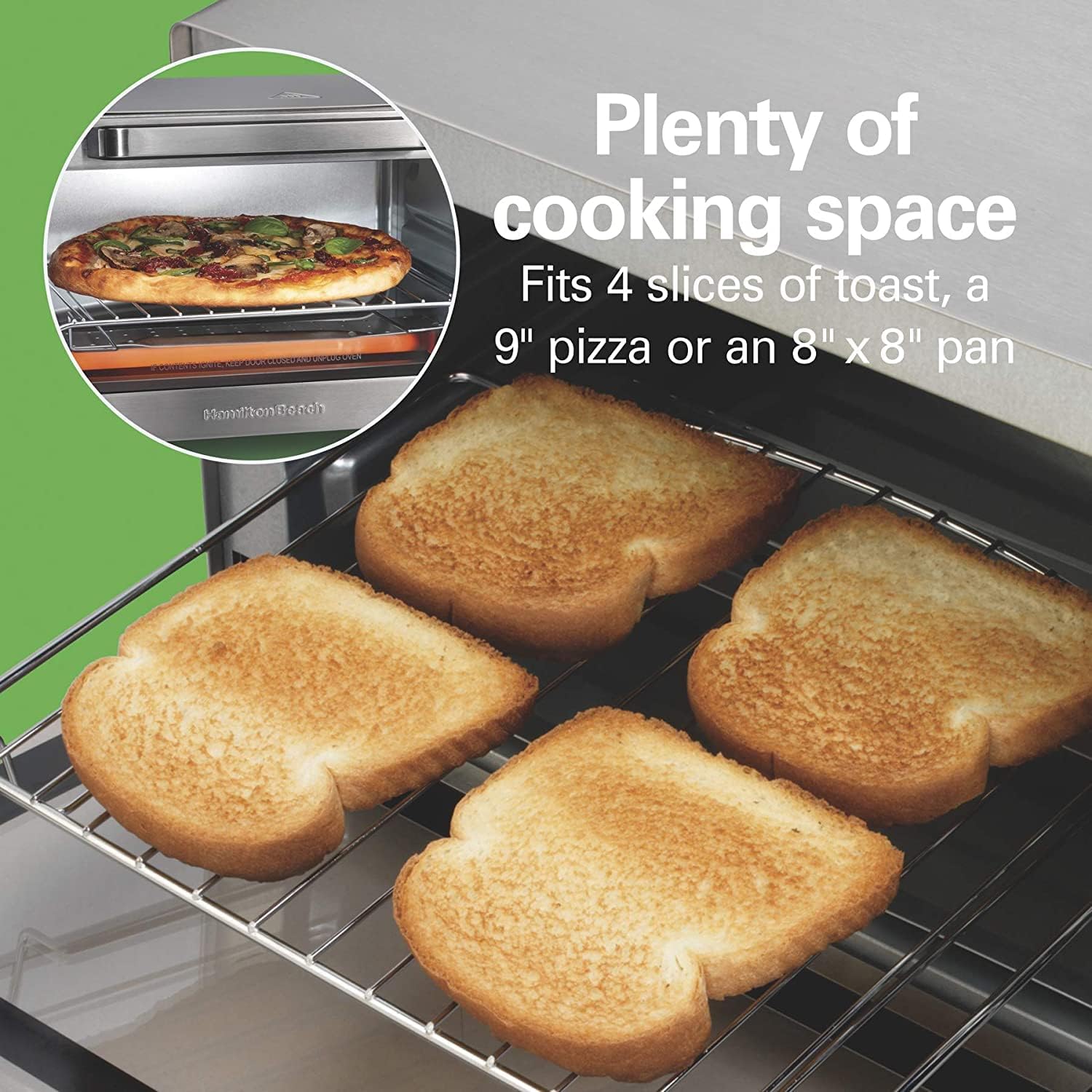 JJH Air Fryer Countertop Toaster Oven, Fits 9? Pizza, 4 Slice Capacity, Powerful Circulation, Auto Shutoff, Stainless Steel