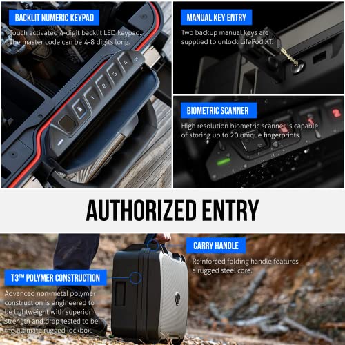 VAULTEK LifePod XT Series Biometric Waterproof Multiple Handgun Safe Modular Interior Secure Rugged Portable Electronic Lockbox with Backlit Keypad (XTSi Gunmetal)