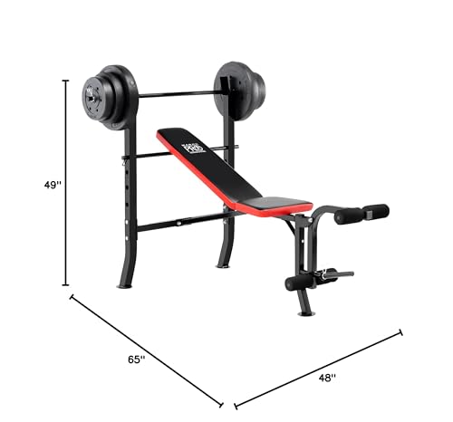 Marcy Standard Weight Bench with 80lbs to 100 lbs Vinyl-Coated Weight Set for Strength Training, Weight Lifting for Personal Home Gym
