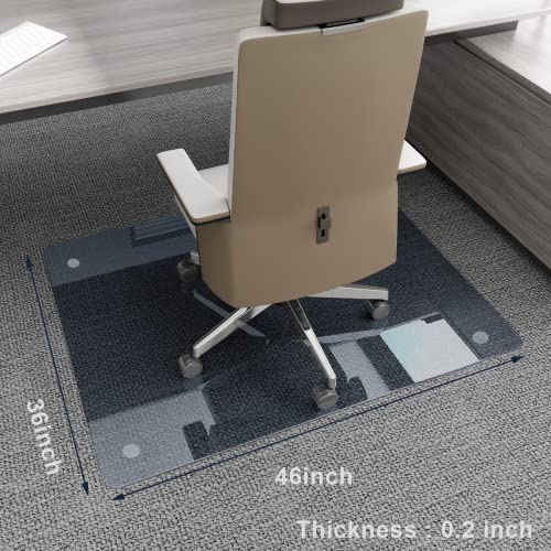 Easly 46" x 55" Chair Mat for Carpet - Office Chair Mat - Tempered Glass Floor Mat for Home/Office/Carpet Clear Computer Floor Mat - with 4 Anti-Slip Pads