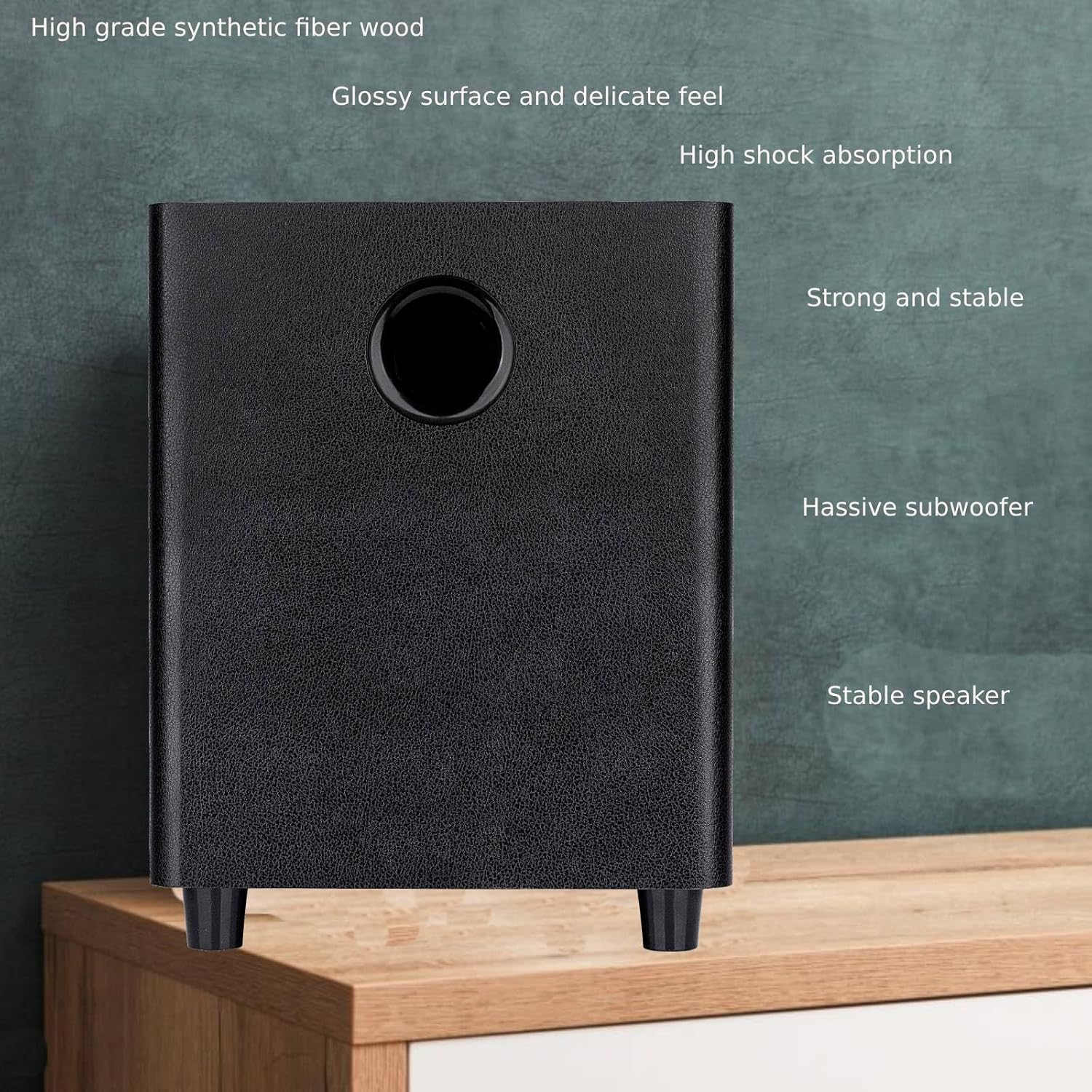 8 Inch Passive Subwoofer, 100W Power Heavy Bass Powerful Sound Synthetic Fiber Wood Material, Passive Speaker for Home Theater Party Plug and Play, Black