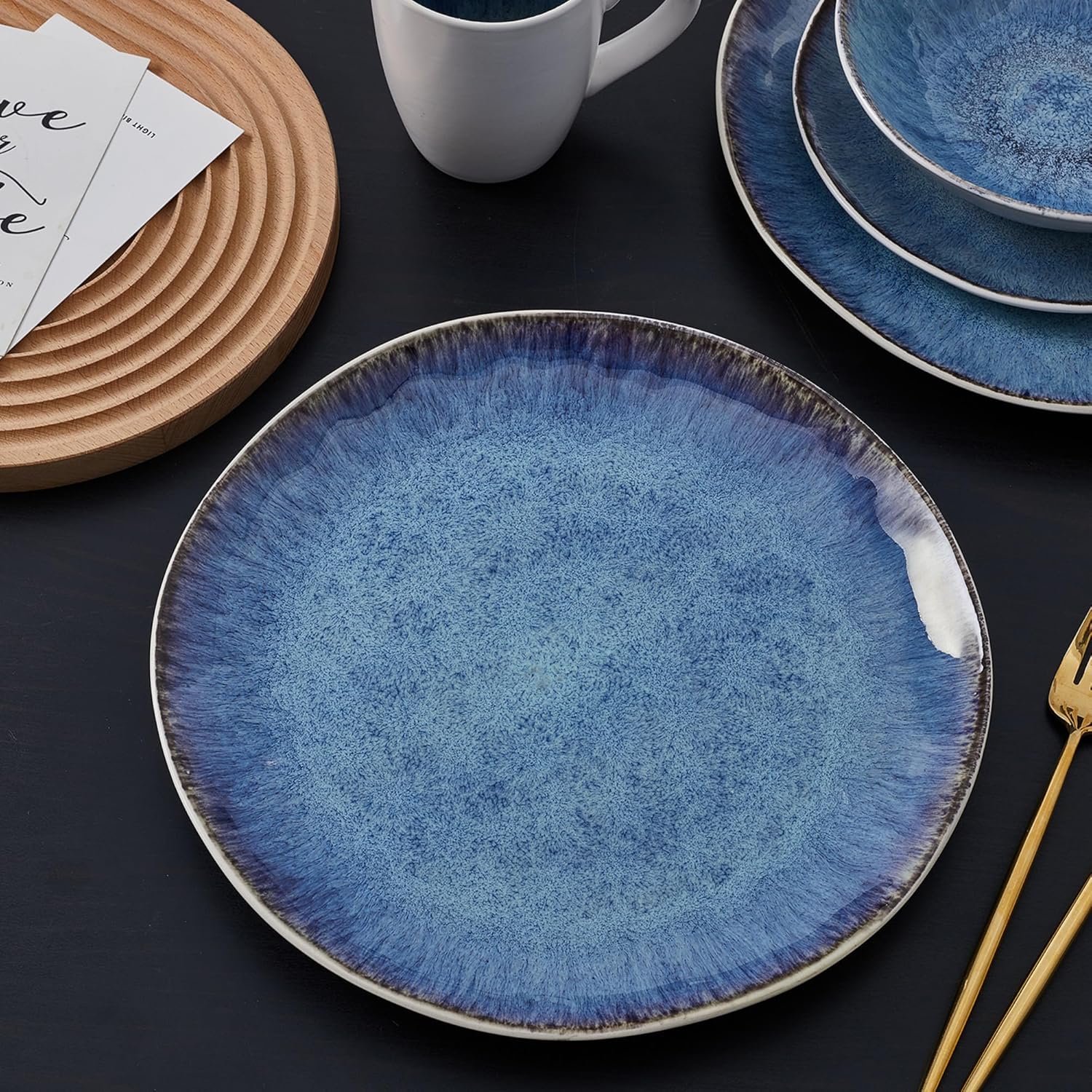 Stone lain Romy Stoneware Dinnerware Set, 16-Piece Service for 4, Blue
