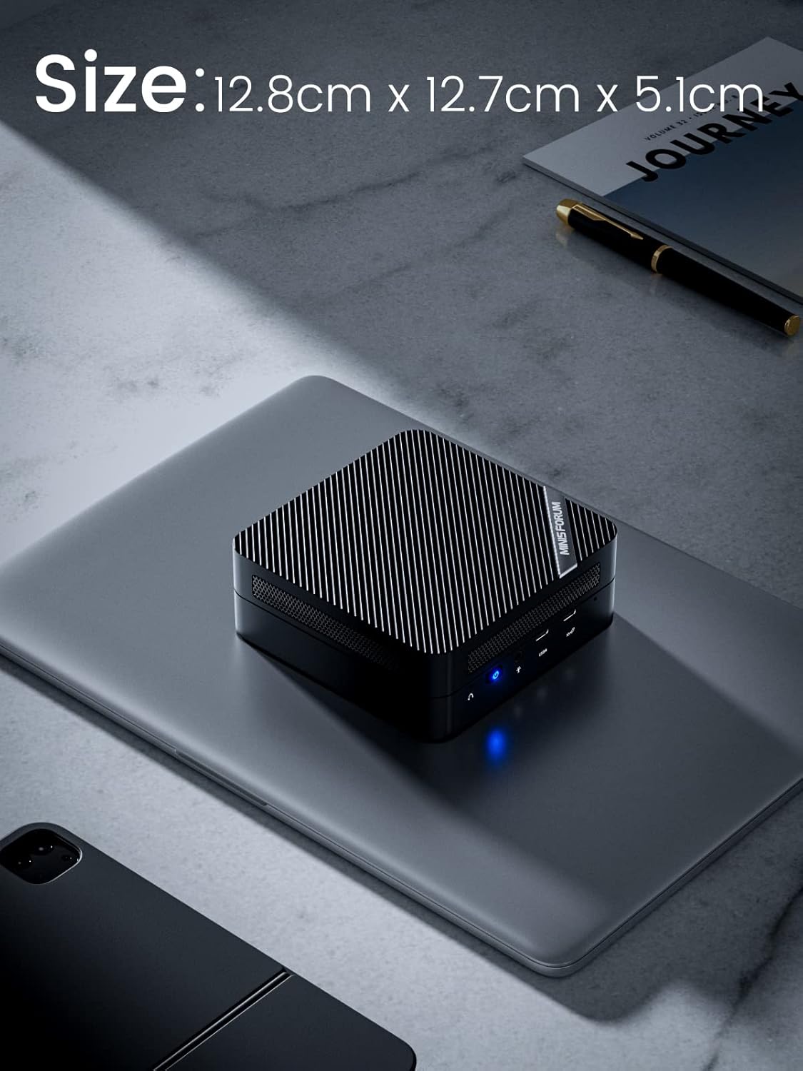 MINISFORUM UM690 Mini PC AMD Ryzen 9 6900HX Small PC, 32G RAM + 512GB PCIe SSD, 2X HDMI+1x USB4 Outputs, 1x SSD Slot, 2.5G LAN Port, AMD Radeon 680M Graphics Small Form Factor
