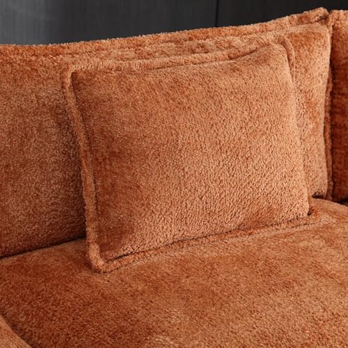 U-Shaped Oversized Chenille Upholstered Modular Sectional Sofa Modern Deep Seat Reversible Chaises Cloud Couch Convertible Living Room Sleeper Sofabed with Movable Ottomans for Home, Apartment