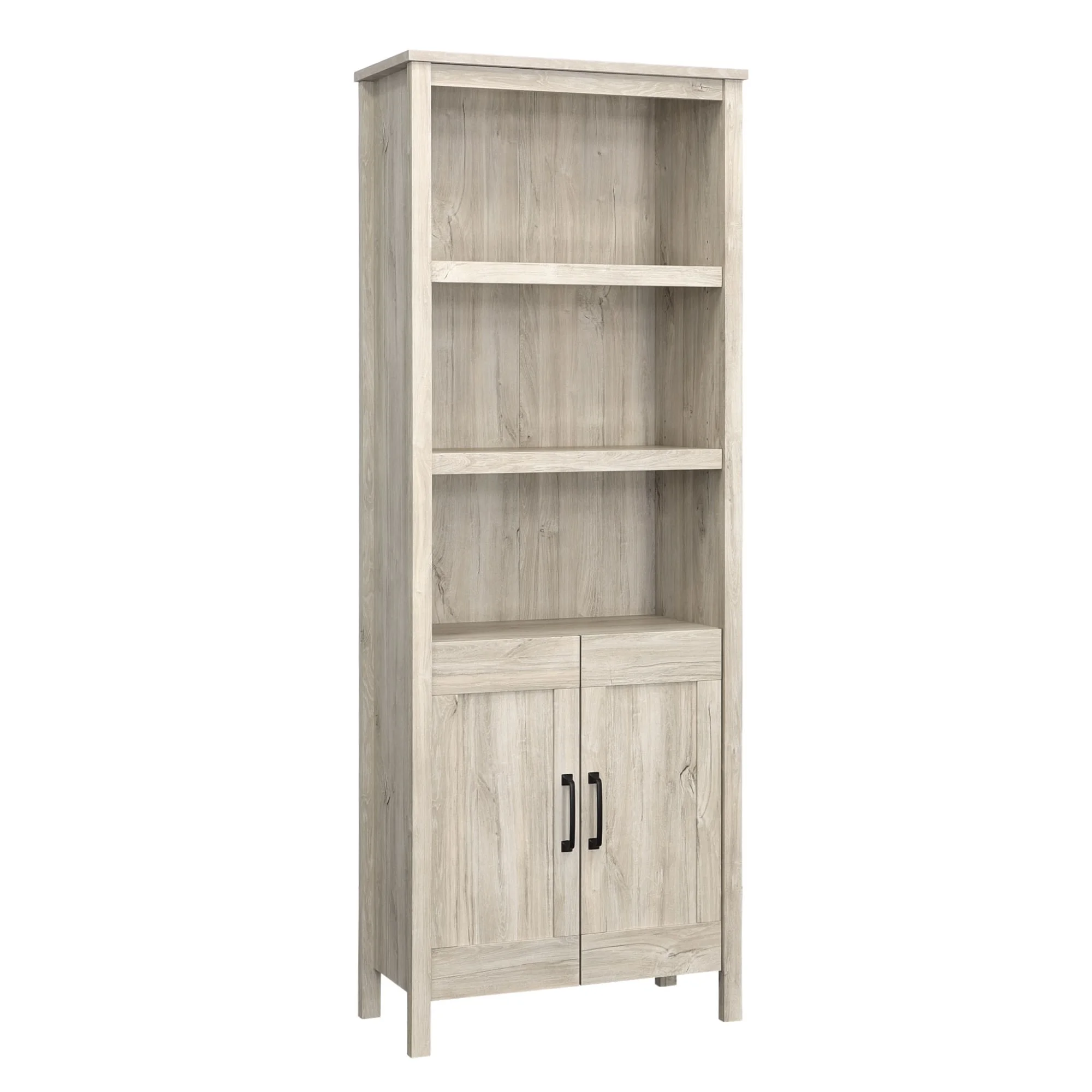 Sauder Select Engineered Wood Bookcase with Doors in Chalk Oak Finish