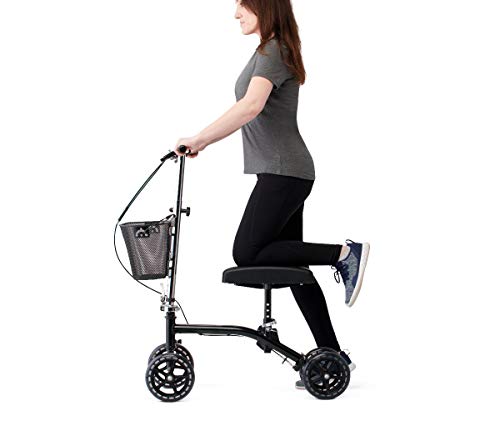 Medline Steerable Knee Walker, Large 8" Wheels, Adjustable Height and Storage Bag, Supports up to 300 lbs, Black