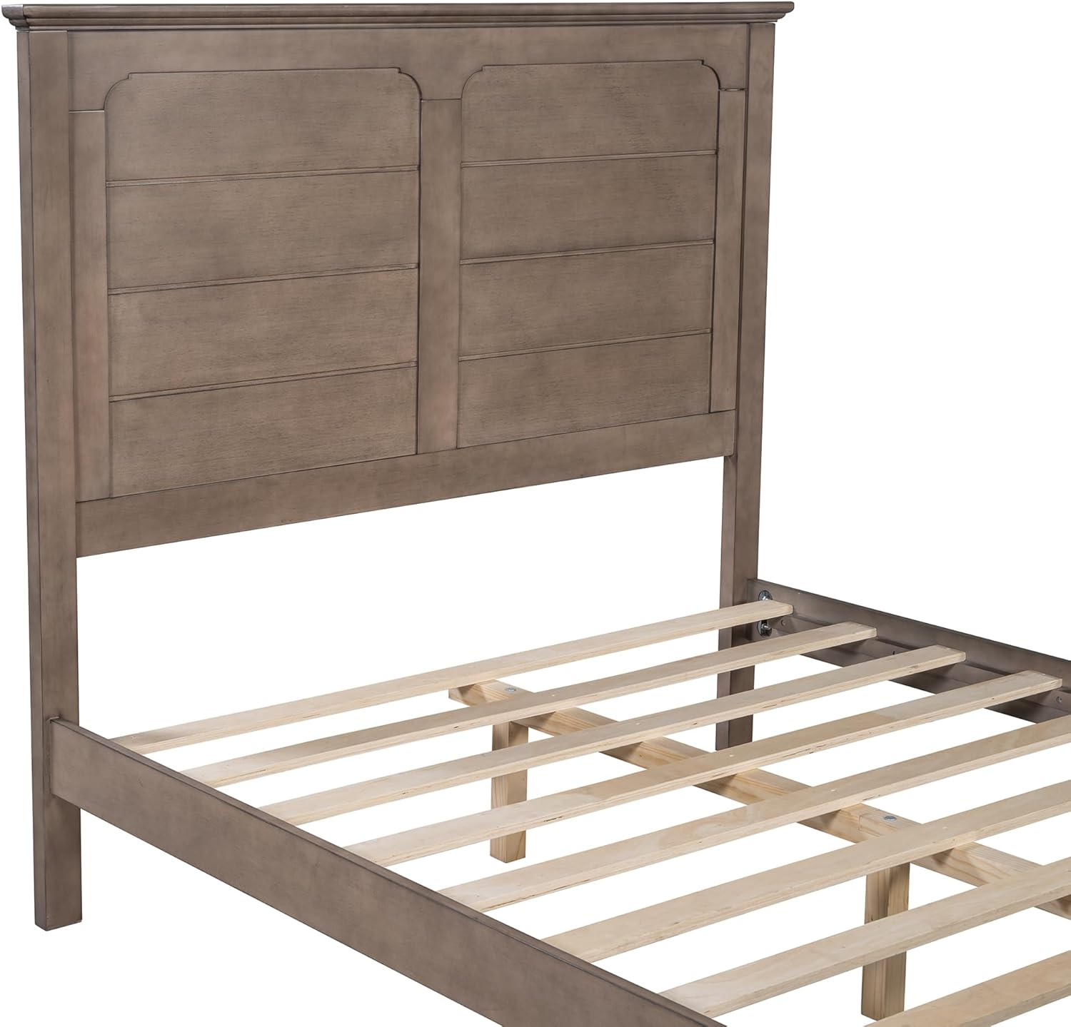 Farmhouse Style Full Size Platform Bed with Panel Design High Headboard and Footboard,Wood Bed Frame with Wood Slats Support,No Box Spring Needed, Easy Assembly
