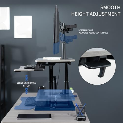 VIVO Height Adjustable 32 inch Standing Desk Converter with Dual 13 to 30 inch Monitor Stand, Sit Stand Monitor Mount and Desk Riser, White, DESK-V000K-M2W