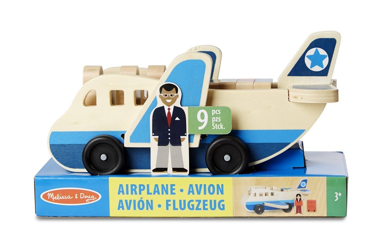 Melissa u0026 Doug Wooden Aeroplane Play Set with 4 Play Figures and 4 Suitcases