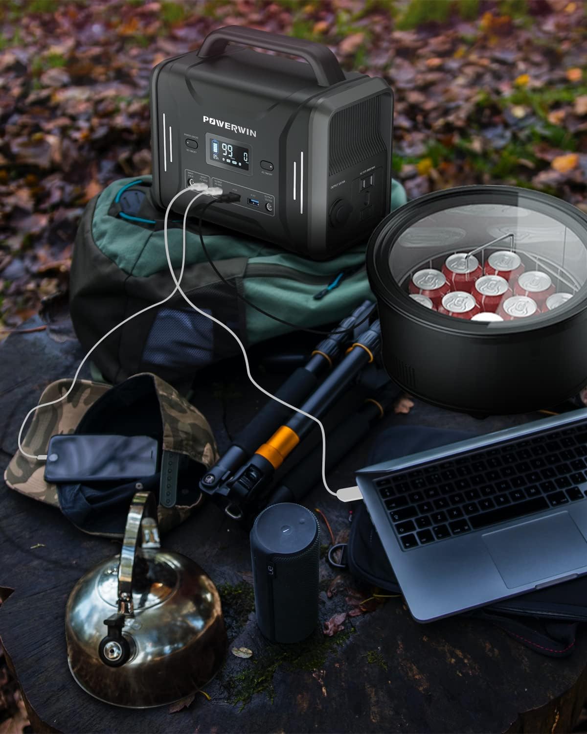 Portable Power Station 300W (Peak 600W) 300Wh Solar Generator 110V Pure Sine Wave AC Outlet Backup Lithium Battery for Travel Hunting Camping Home Blackout
