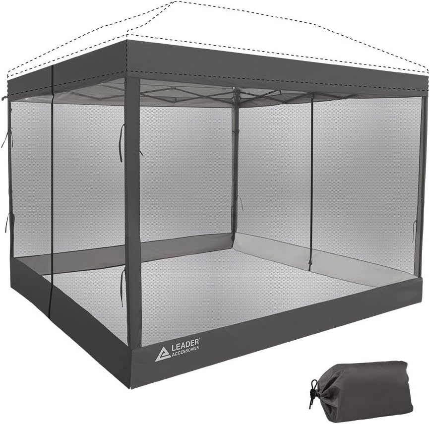 Leader Accessories Mesh Screen Zippered Wall Panels for 10' x 10' Canopy (Tent Walls Only, Frame and Top Not Included) (Grey mesh Wall) Pack of 2